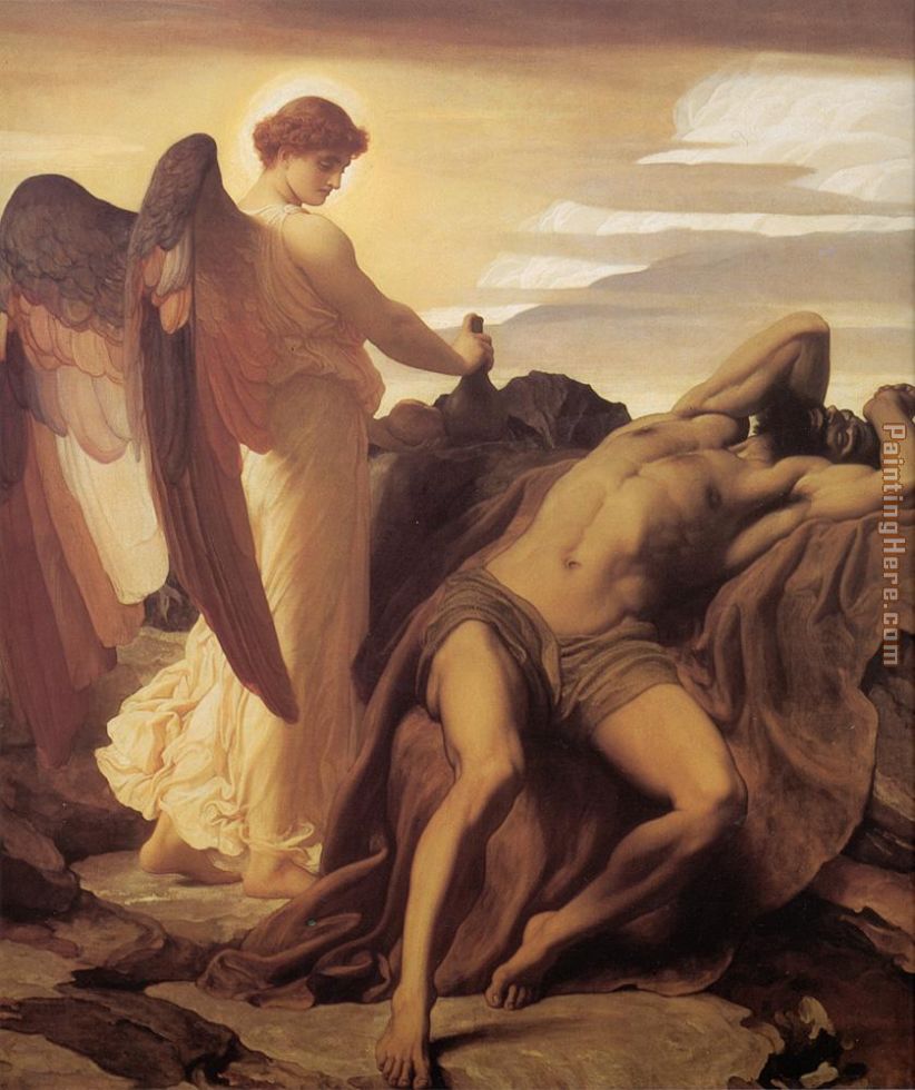 Elijah in the Wilderness painting - Lord Frederick Leighton Elijah in the Wilderness art painting